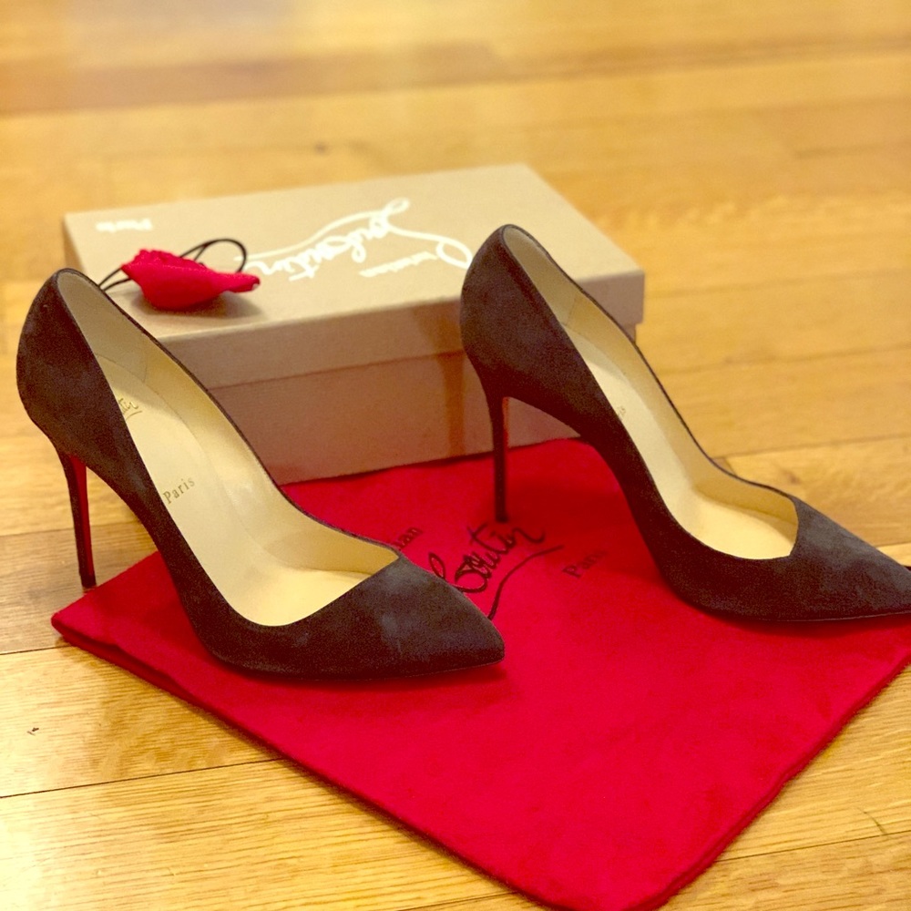 Christian Louboutin black suede heels